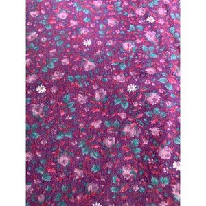 Vintage Peter Pan Fabrics Floral Cotton Fabric 1/2 Yard 44" Wide Purple Green Se